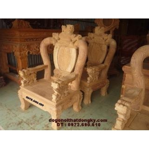 Bộ bàn ghế đẹp kiểu đỉnh rồng gỗ hương vai 12 BG46