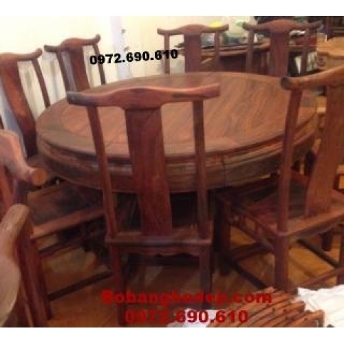 Mẫu Bàn ghế ăn đẹpKiểu bàn tròn gỗ hương BA81