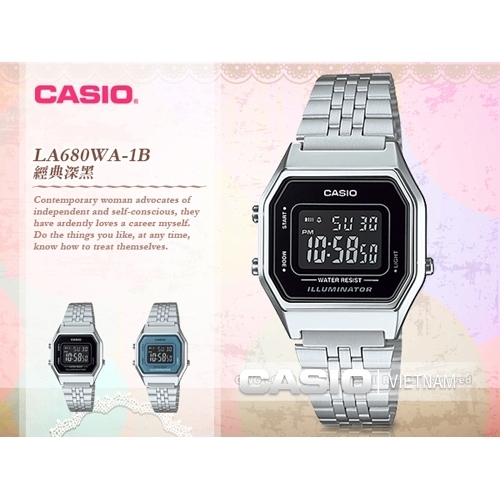 Đồng hồ casio la680wa-1bdf mang mẫu mã đơn giản