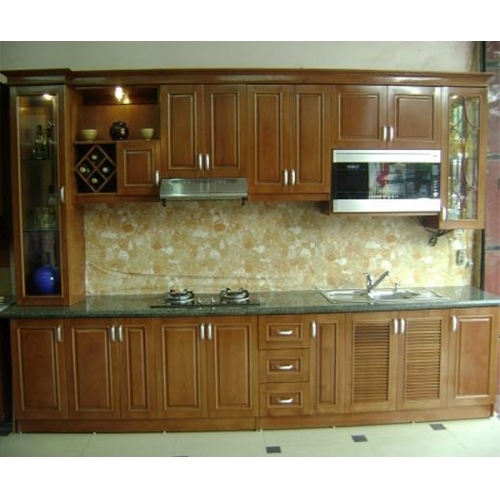 Tủ bếp làm bằng chất liệu gỗ Xoan Đào - Hoàng Anh Gia Lai
