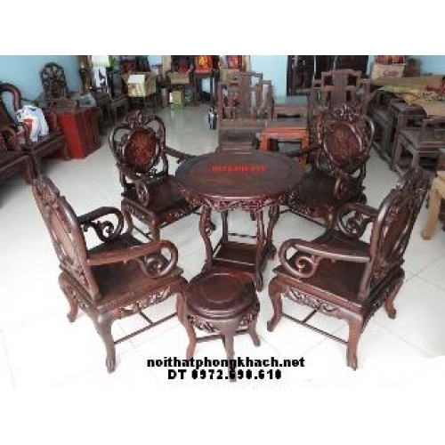 bộ bàn ghế Guột cổ - bàn tròn Gỗ gụ BT03