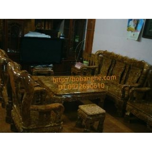 Bộ bàn ghế phòng khách gỗ nu nghiến kiểu Quốc Triện