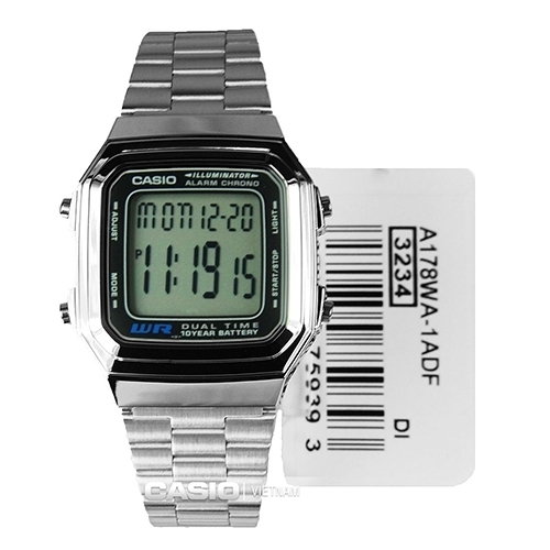 Đồng hồ thời trang Casio A178WA-1ADF dây đeo kim loại