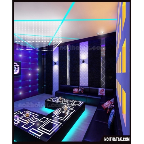 Thiết kế nội thất phòng karaoke với mảng và nét