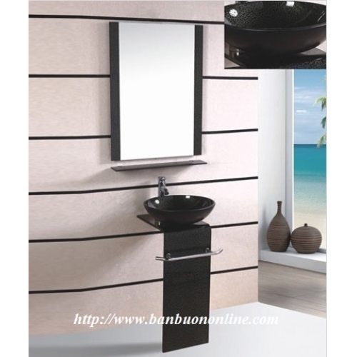 LAVABO KÍNH CƯỜNG MÀU ĐEN KIỂU CHÂN ĐỨNG