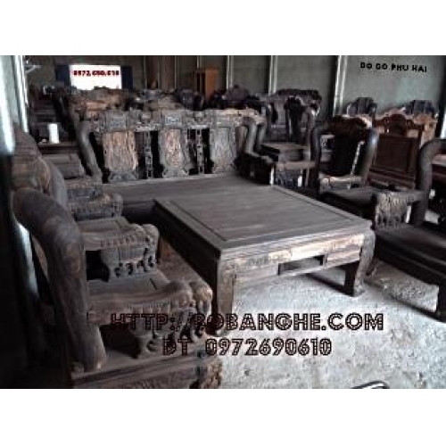 Bộ bàn ghế đồng kỵ sang trong gỗ Mun kiểu Quốc voi