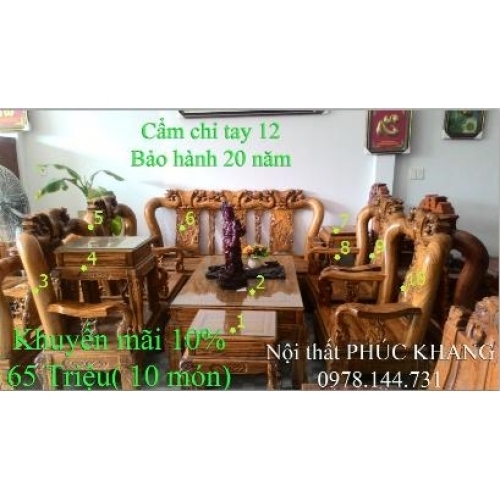 Bán gấp bộ salon tay 10 gỗ Hương