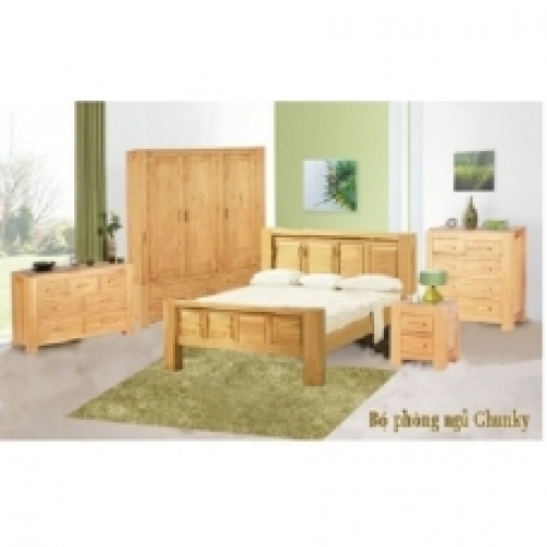 Bộ phòng ngủ gỗ sồi Chunky 5 món
