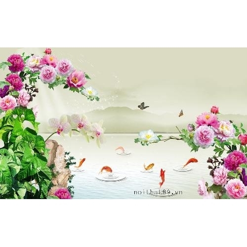 Bức Cánh hoa bên hồ
