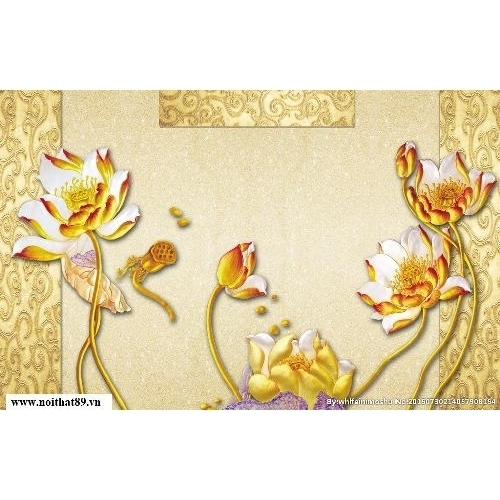 TRANH GACH 3D BỨC SEN VÀNG