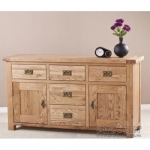 Tủ ngăn kéo gỗ sồi kiểu Rustic TNK-10347, 5 ngăn 2 cửa 140x86cm