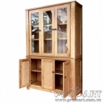 Tủ trang trí gỗ sồi 3 cánh kính