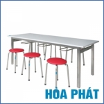 bàn ăn chân inox khu công nghiệp ,mặt gỗ laminate hoặc inox