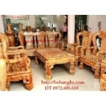 Bàn ghế đồng kỵ gỗ ngọc nghiến Quốc triện QTN3