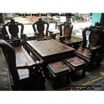 Bộ bàn ghế đồng kỵ đẹp gỗ mun kiểu đỉnh rồng