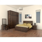 Bộ phòng ngủ gỗ tần bì 4 set màu gỗ óc chó