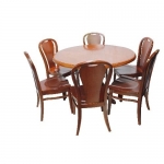 Bộ bàn ăn tròn lớn gỗ tự nhiên CK13-1 (6 ghế)