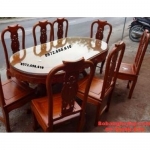Mẫu Bàn ghế phòng ăn đẹp bàn bầu dục giá rẻ BA83