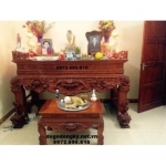 Sập thờ đục hổ phù gỗ gụ KT phong thủy lỗ ban ST79