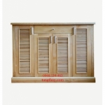 Tủ giày gỗ Sồi Nga kết hợp veneer loại 4 cánh