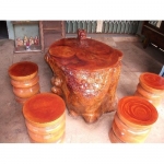 bộ bàn ghế gốc cây chạm rồng xà cừ