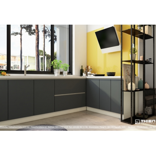 Thiết kế tủ bếp Laminate đơn sắc - Thiên Furniture