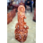 TƯỢNG GỖ PHẬT BÀ ĐỨNG ĐÀI SEN