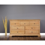 Tủ gỗ sồi Vancouver 7 ngăn kéo TGK-9763, kiểu ngang, chân kín 155x78cm