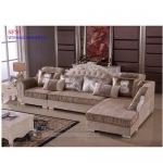 Bộ ghế sofa góc cao cấp bọc nỉ kết hợp gỗ sơn trang trí SF50
